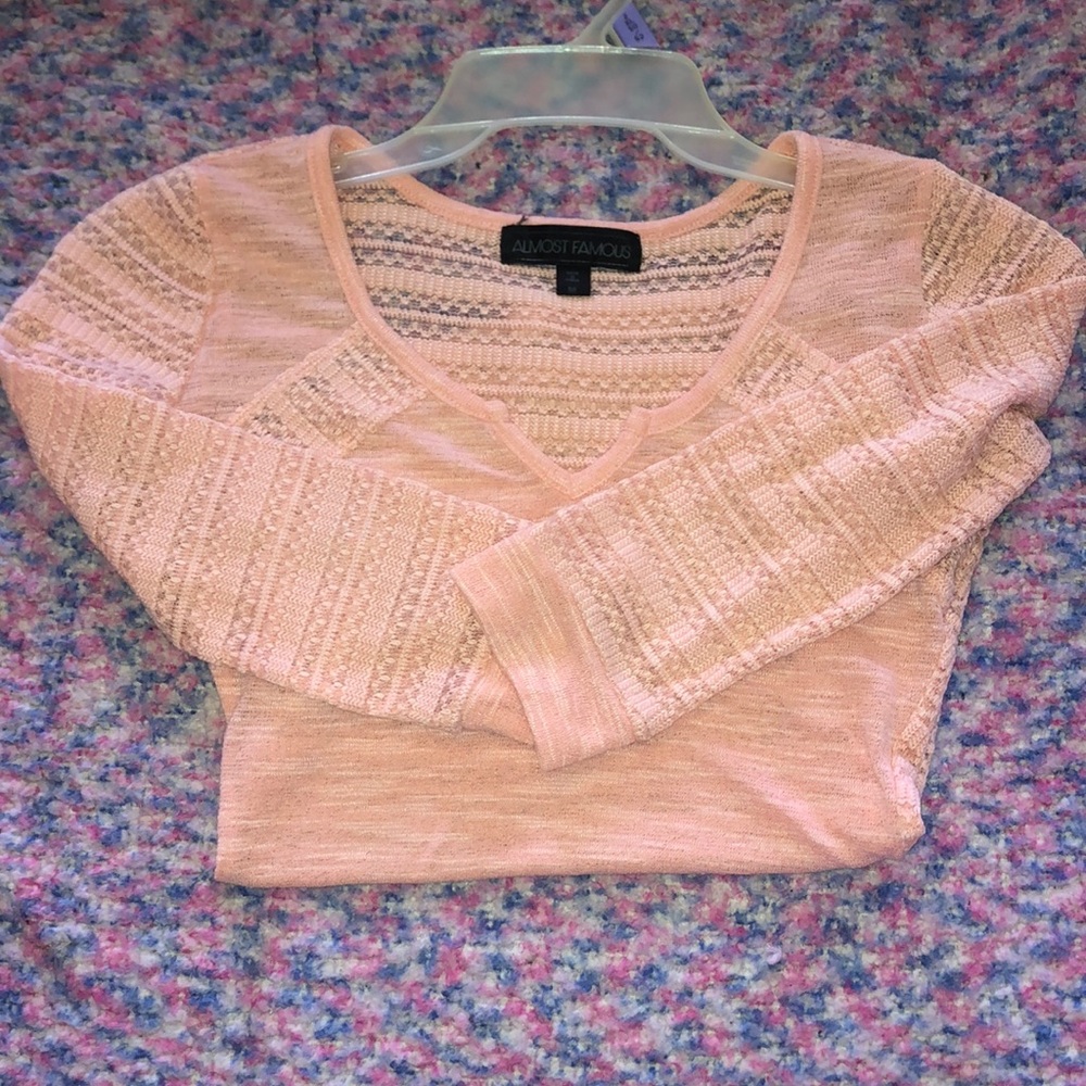 M pink fall layering sweater